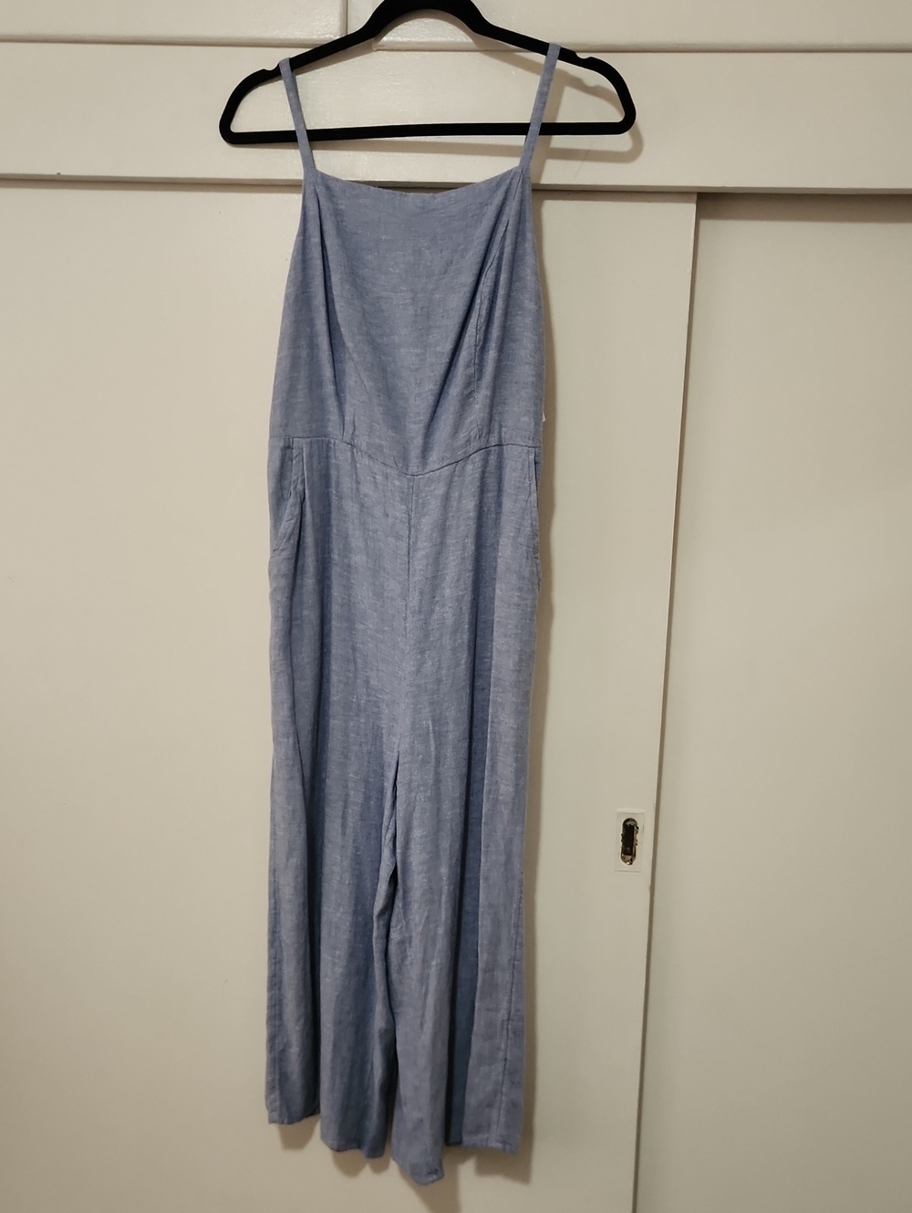 Old Navy Light Blue Linen-Blend Wide-Leg Jumpsuit